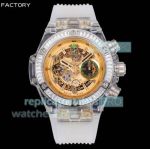 HBF Swiss Copy Hublot Big Bang Unico Chronograph Gold Skeleton Dial Sapphire Watch 